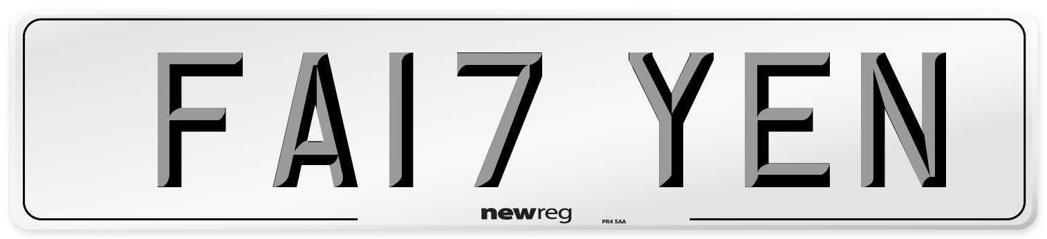 FA17 YEN Number Plate from New Reg